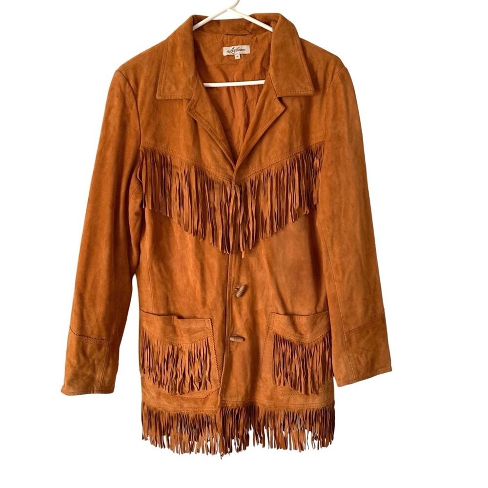 Arnhem Cognac Brown Fringe Suede Jacket size 10